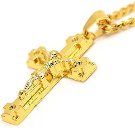 TenDollar Accessories Cuban Crucifix Rope 18K pozlaćeni lanac privjesak Isus krst ogrlica