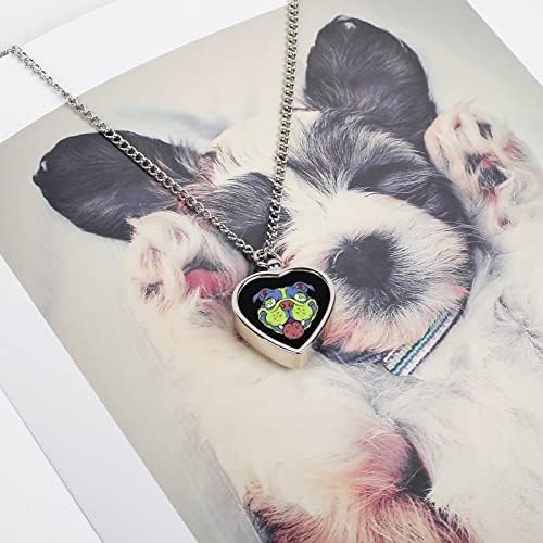 Šarena ogrlica Za srce glave psa Legura urna medaljon privjesak za kućne ljubimce pepeo za uspomenu nakit sa kompletom za punjenje