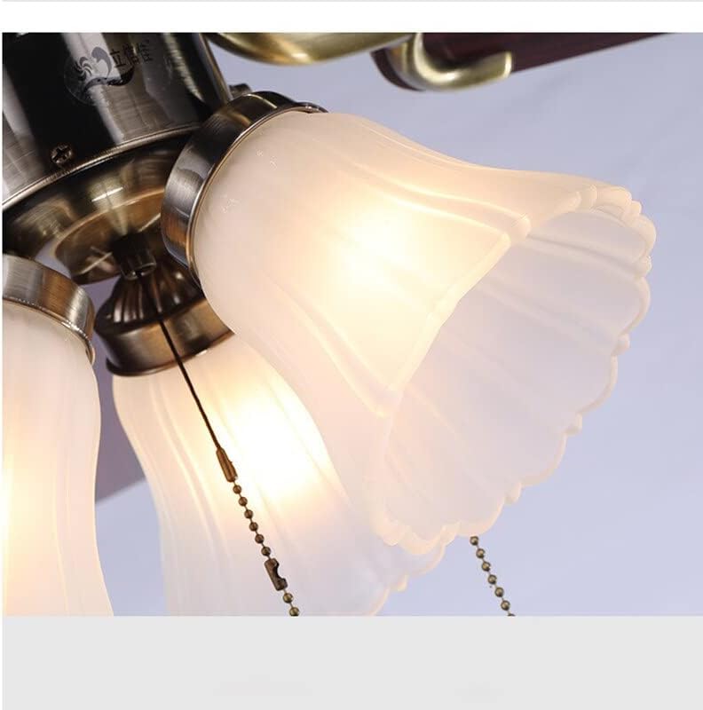 Chezmax Moderna jednostavna svjetiljka ventilatora restorana dnevni boravak Električna ventilalija lampica E27 svijetli 5 drvena lista