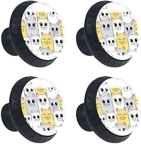 Lagerery dugmad za ormare slatke mačke dugmad za ladice Crni namještaj dugmad za kristalno staklo okovi za hardver moderna okrugla dugmad za kuhinjsko kupatilo 4 kom 1,38×1,10 in