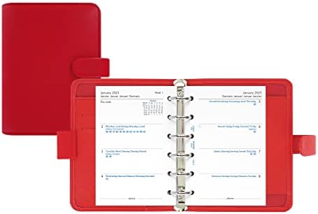 Filofax Saffiano Organizator, džepna veličina, mak - poprečna zrna, izgled kože, šest prstenova, dnevnik kalendara u sedmici, višejezični,