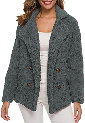 Foviguo ženski kardigan, plus veličine Jesen gornja odjeća za žene salon dugih rukava, debela jakna krutina sa džepovima