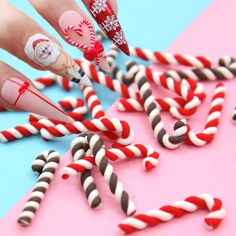 20kom Božić čari za nokte Lovely Božić šećer štaka Nail Charm Nail Art dekoracija Božić Candy polimerna glina Slime Filler -