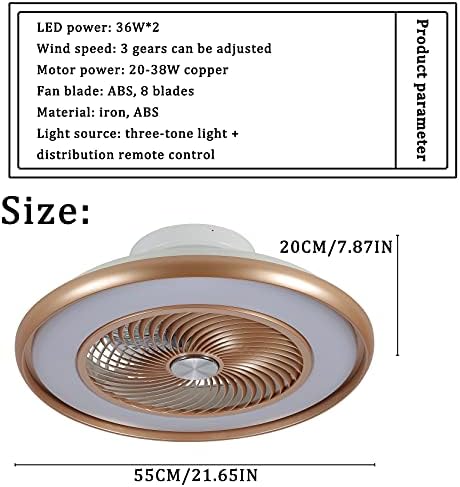 OMGPFR stropni ventilator sa svjetlom i daljinskim upravljačem, ventilatorima za plafon, moderne svjetla zatamnjene unutarnje LED