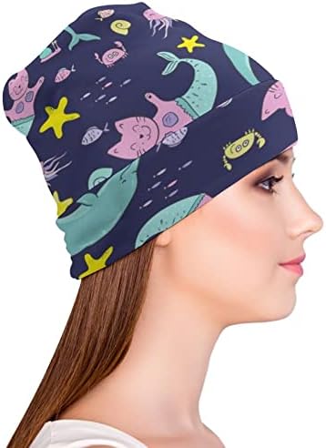 BAIKUTOUAN Funny Cat sirena Print kapice za muškarce žene sa dizajnom Lobanja kapa