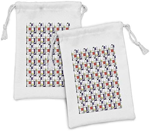 Lunadljiva šarena torbica za troelektrane od 2, retro stilske pruge geometrijski pravokutnici i kvadrat aranžman Grunge dizajn, mala