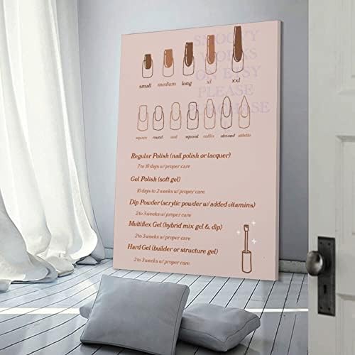 Posteri Salon za nokte Nail Art Wall Art Nail Shapes Pictures inspirativni kozmetički Salon Wall Art Canvas Prints slike za dnevni boravak dekor spavaće sobe 12x18inch Frame-Style