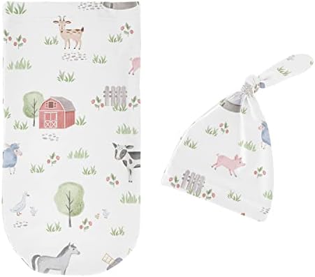 Sweet Jojo Dizajn Poljoprivreda Dječak Dječak Cocoon i Beanie Set hat dres Stretch pletena vreća za spavanje za novorođenčad Novorođenče