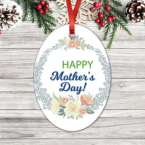 Happy majke cvjetne vijenac ukrasi keramike Viseći ukrasi majki dan poklon ovalni dekor viseći ukrasi za dekor za odmor