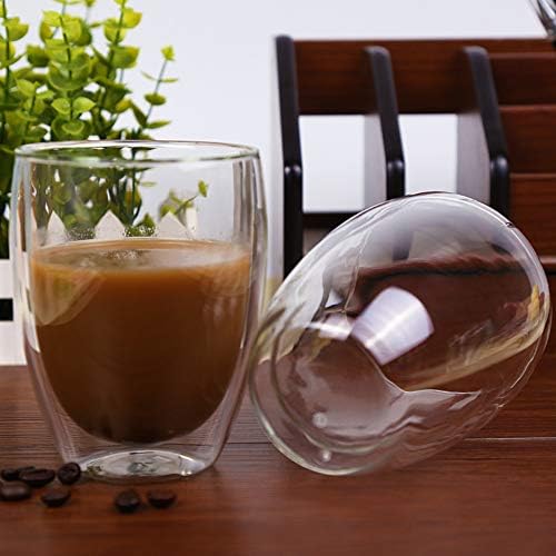 Staklene šalice kafe, dvostruko zidno stakleno kava Čaj Latte šolje sa bambusovim poklopcem savršenim za kapućino, latte, macchiato,