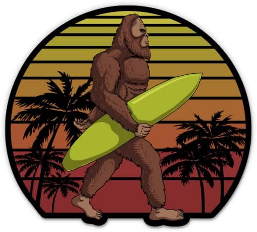 Bigfoot naljepnica za surfanje - 3 Naljepnica za prijenosna računala - vodootporni vinil za automobil, telefon, boca za vodu - smiješna
