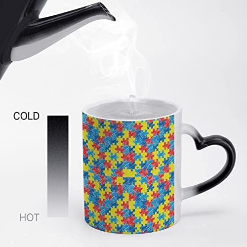 Folist Color Autism Swaress Puzzle šalice za kavu Keramičke šalice za menjanje boja za čaj za čaj za uredske poklone