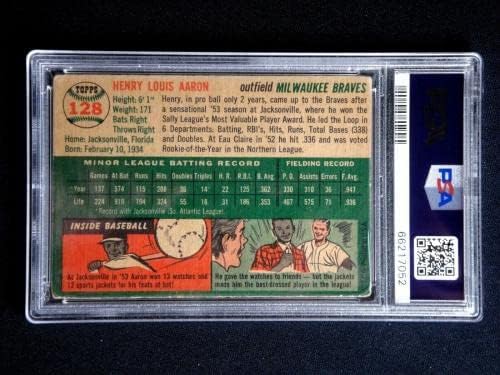 HANK ARON 1954 TOPPS Rookie Card PSA 2 Dobar PSA / DNK autentični autogram potpisan - bejzbol ploče sa autogramiranim karticama