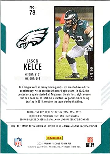 2021 Ocjena 78 Jason Kelce Philadelphia Eagles Football Card