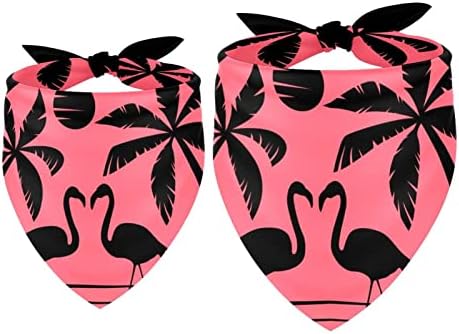 2 Pack Bandana Flamingoes na odmor za odmor Sunset Beach i Coconut Tree Girl Boy kućni ljubimac Bibs šal za pse Kerchief Bandanas