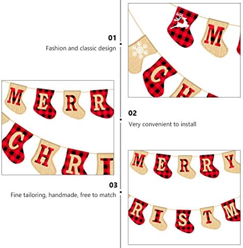 Galpada božićne čarape 1pc Božićna staza za zastave zastere Božićni viseći baneri Xmas Party Prop