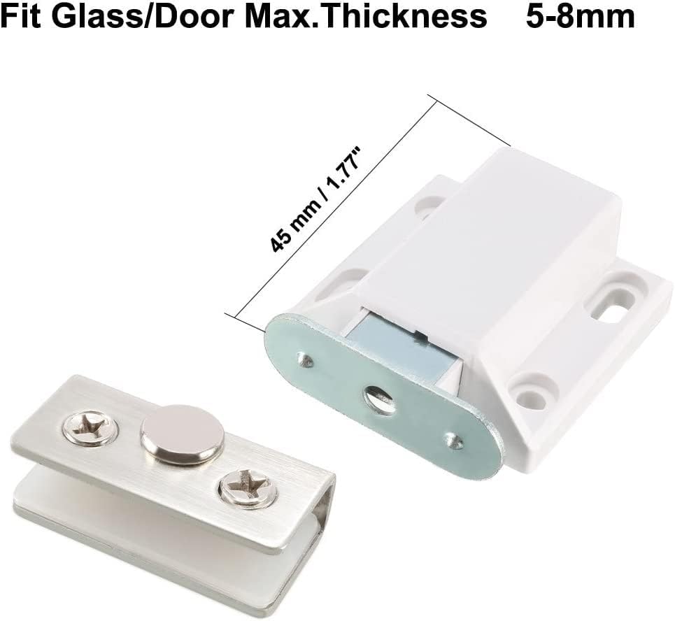 Kiansla vrata zaključava SourcingMap 5-8 mm Staklena vrata magnetsko dodir za uvajanje zatvarača Plastika bijela sa stezaljkama