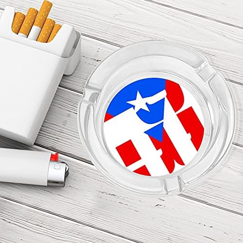 Portorikanska zastava Crystal pepeljasti cigarete i cigari pepeo za pepeo držač staklenog kruga u zatvorenom dijelu vanjskog dekora