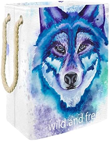 Inhomer Wild & besplatno akvarel Wolf Head velika korpa za veš vodootporna sklopiva odeća korpa za odeću Organizator igračaka, Kućni