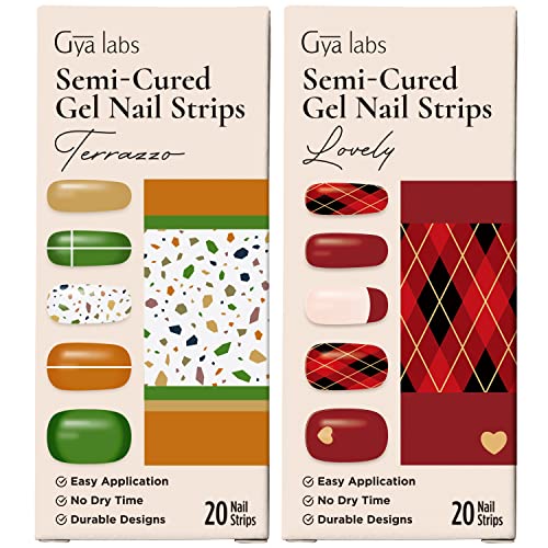 Gya Labs set naljepnica za nokte-dugotrajni nokti za žene - Polusušene gel trake za nokte - naljepnice za nokte za Nail Art Kit /