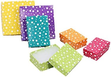 888 Zaslon USA, Inc - 100 qty više boja polka dot nakit za poklon pakovanje pamuk ispunjene kutije - 2 5/8 x 1 1/2 x 1