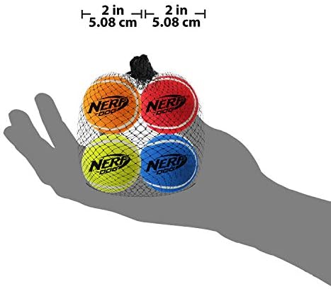 Nerf Dog 4-pakovanje - Squeak Tenis lopta - plava, zelena, narandžasta i crvena