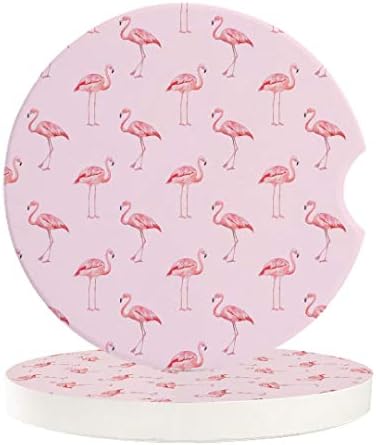 Apsorbentni privatnici za šalice Ružičasti flamingosi, mali 2,56 inča keramički kameni pije coaster za žene muškarci, romantični ljetni