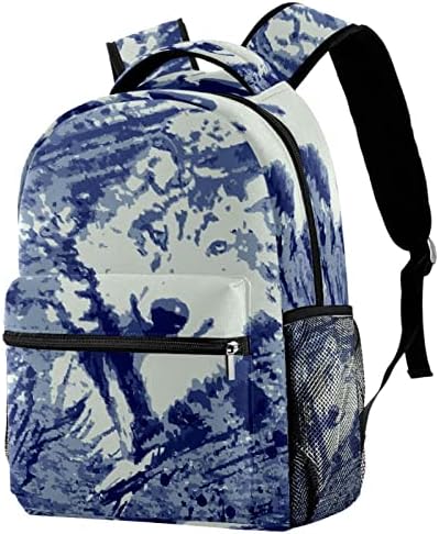 VBFOFBV Putovni ruksak za žene, planinarski ruksak na otvorenom sportove ruksack casual paypack, životinjski farbanje vuk plavo