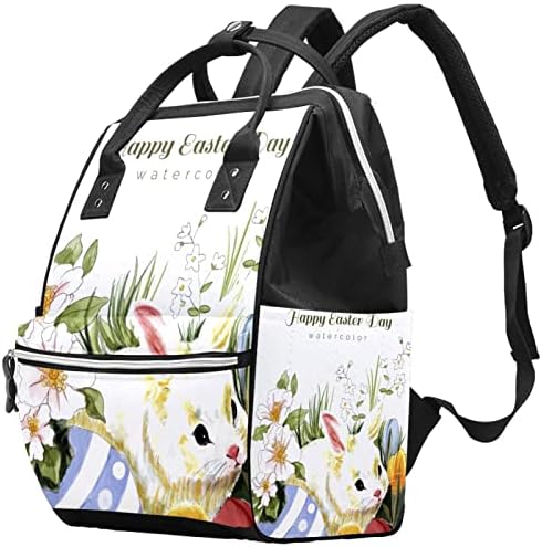Akvarel Bijeli zečji pilići jaje Happy Uskršnje torbe za ruksak backpack baby huzne promjene torbe s više funkcija Veliki kapacitet