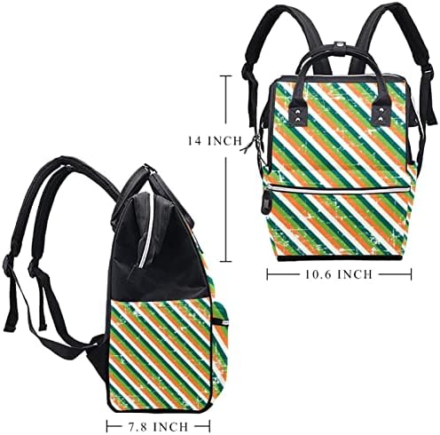 Stripes sv. Patrickov dan pelena ruksaka ruksaka za bebe pelene promjene torbe s više funkcija Veliki kapacitet Putna torba
