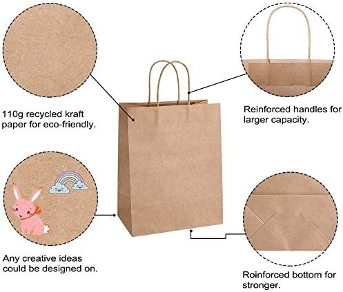 100kom Kraft papirne kese 7.9x4. 25x10. 6 poklon torba sa ručkama za Wedding Party Craft maloprodajno pakovanje,reciklirane Twist ručke smeđe torbe za kupovinu