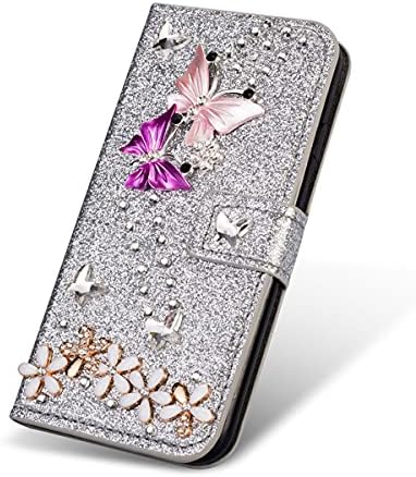 Xyx novčanik slučaj za Samsung Galaxy S9, Glitter Colorful Butterfly Diamond Flip kartica Slot luksuzna djevojka Žene Telefon Cover,