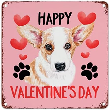 Valentine Crveno srce kućnog ljubimca Aluminijumski znak Sretan dan zaljubljenih psi Men Pećinski znakovi Pit Bull pas Vintage Metalni zidni dekor za dnevni boravak Kuhinjski poklon za kuhinju 10x10in Poklon