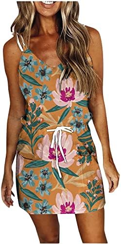 Ženska ljetna haljina 2023 Casual Print špageti remen V izrez labave Maksi havajske haljine na plaži bez rukava