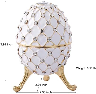 Ingbear White Faberge Egg figurine šarkene kutije sa šarkama, jedinstveni poklon za majčin dan, ručno pozlaćena emajlirana nakita,