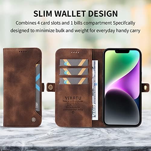 Xyx novčanik slučaj za Samsung Galaxy A23 5G, PU kožna knjiga sklopivi telefon Flip Case sa magnetnim zatvaračem Kickstand utora za kartice zaštitni poklopac, braon
