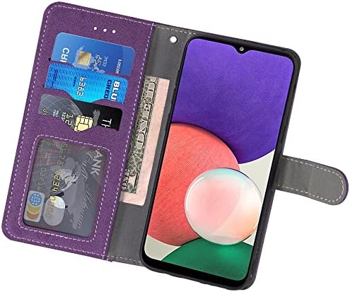 Asuwish kompatibilan sa Samsung Galaxy A22 5G/Boost Mobile Celero 5G futrolom za novčanik i kaljenim staklom zaštitnik ekrana Flip stalak za držač kreditne kartice poklopac za mobilni telefon za Celero5G a 22 22A A22s G5 ljubičasta