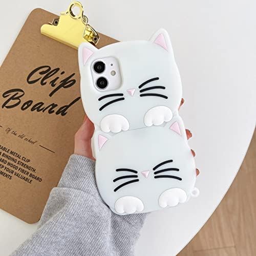 ESSTOORE Kompatibilan sa Samsung Galaxy A33 5G futrolom, 3D Slatka CAT crtani dizajn Case Mekani silikonski kućište zaštitni poklopac za zaštitu od udara, bijela