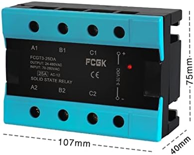 Gick da Trofazni čvrsti državni relej 25A 40A 100A DC do AC 3 faza SSR 3-32V DC Control 24-480V