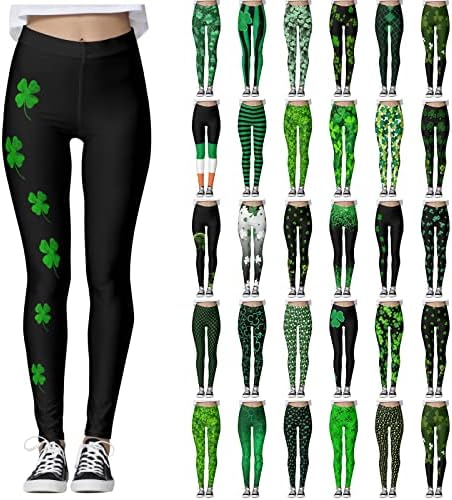 Lensse St. Patricks Day tajice za žene visokog struka elastične rastezljive štampane hlače za jogu Lucky Bootcut