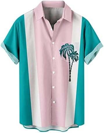 Majica Muška grafička, modna tiskana gumba Down rever s kratkim rukavima Slim Fit košulje Summer Beach Tkice T majice