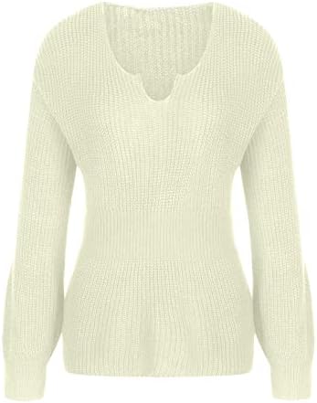 Dukseri za žene Casual V izrez dugih rukava Duks od pulovernog pulover Pletener Trendy Jednjak Jumper vrhovi