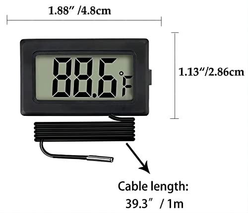 WWZMDIB 2pcs Aquarium Fahrenheit Termometar sa sondom akvarijski gmilatni stakleni jar termometar Digitalni LCD termometar hladnjak