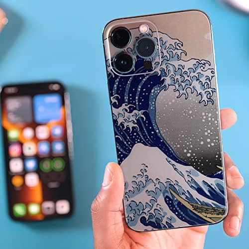 HK Studio Veliki talasni kožni naljepnica za iPhone 14 Pro Max - bez mjehurića, tankog, vodootpornosti - zaštita i personalizacije