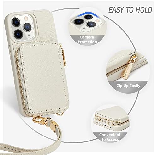 ZVE iPhone 11 Pro Max torbica za novčanik Crossbody, futrola za telefon sa patentnim zatvaračem sa RFID držačem za blokiranje kartice za nošenje kožna torbica poklon za žene iPhone 11 Pro Max, 6,5 inča, 2019-bež