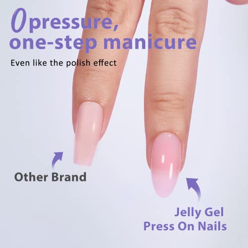 Pritisnite na noktima srednje bademovo i Gel ljepilo za nokte i vrh primer Set-BTArtbox Jelly Gel X Savjeti za nokte 150kom mat ružičasti