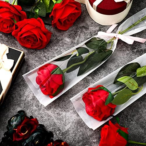 Rukav s jednom ružom buket torbe za cvijeće pojedinačna cvjetna torba za pakovanje papir za umotavanje jednog cvijeta prozirni buket rukavi za Majčin dan Valentinovo vjenčani rođendanski poklon