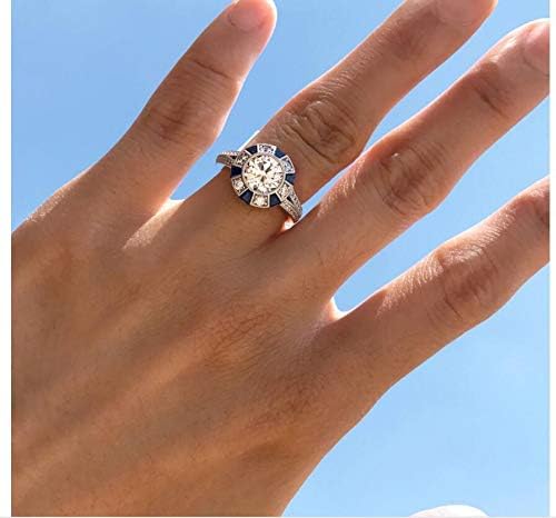 JENNIE SHOP Art Deco vjenčani zaručnički prsten od bijelog safira 925 Srebrni nakit veličine 6-10