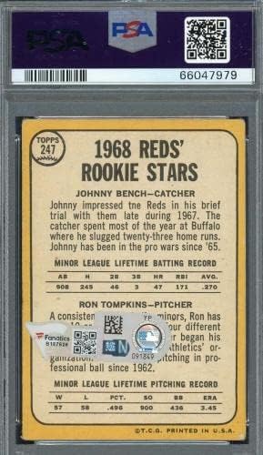 Johnny Bench autogramirana 1968 Potpisana bejzbol rookie karticu 247 Auto PSA A - bejzbol ploče sa autogramiranim karticama