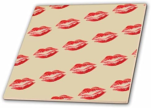 3drose Taiche - Vector - poljubac za usne-predivan crveni uzorak poljupca na ekru-pločicama